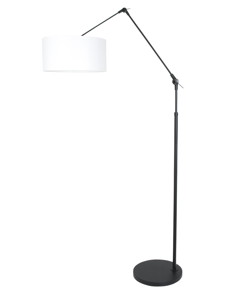Acquiesce Beugel verdrievoudigen Verstelbare staande lamp met witte kap Steinhauer Prestige Chic zwart -  Directlampen.nl