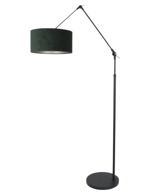 Knikbare vloerlamp met groene kap zwart - 8115ZW