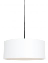 Hanglamp met witte chitzo kap zwart - 8151ZW