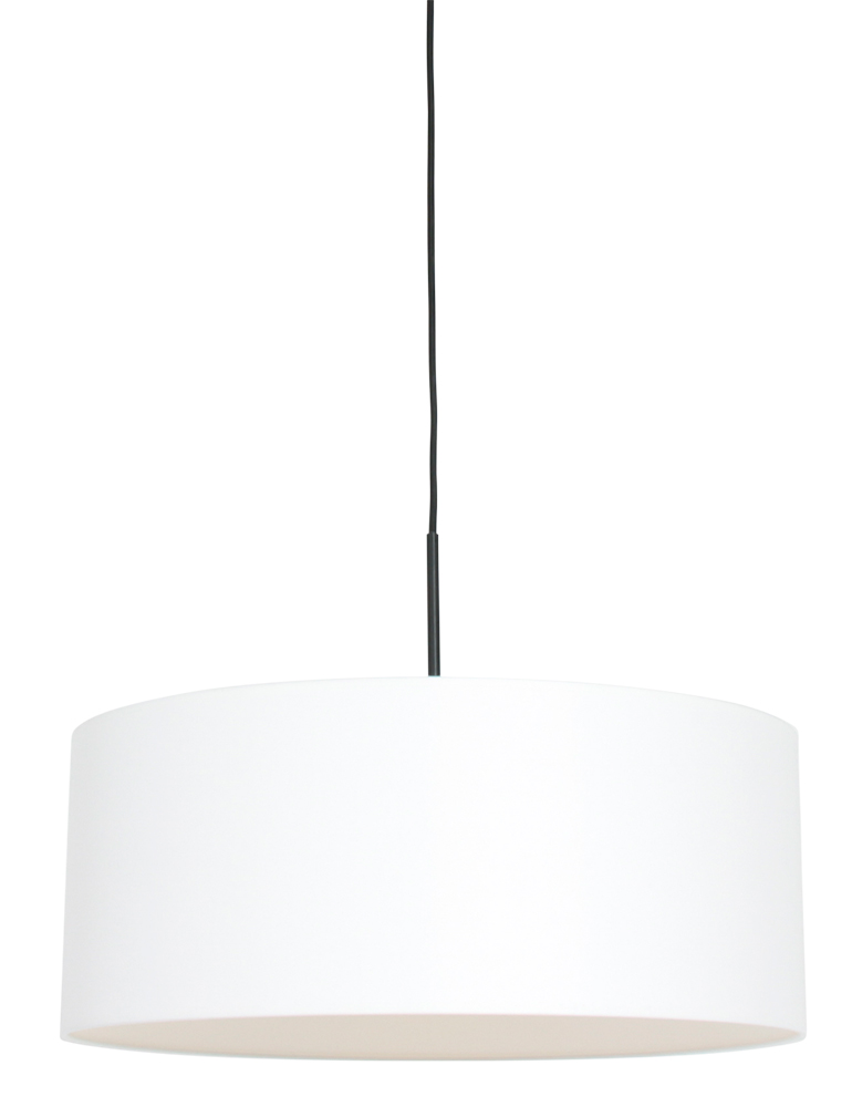 Hanglamp met witte chitzo kap zwart - 8151ZW