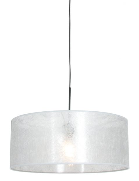 Hanglamp met zilveren sizoflor kap zwart - 8153ZW