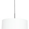 Hanglamp met ronde witte linnen kap zwart - 8154ZW