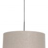 Hanglamp met ronde taupe kap zwart - 8155ZW