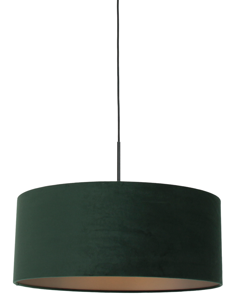 Hanglamp met groene velvet kap zwart - 8156ZW