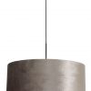 Hanglamp met zilveren velvet kap zwart - 8157ZW
