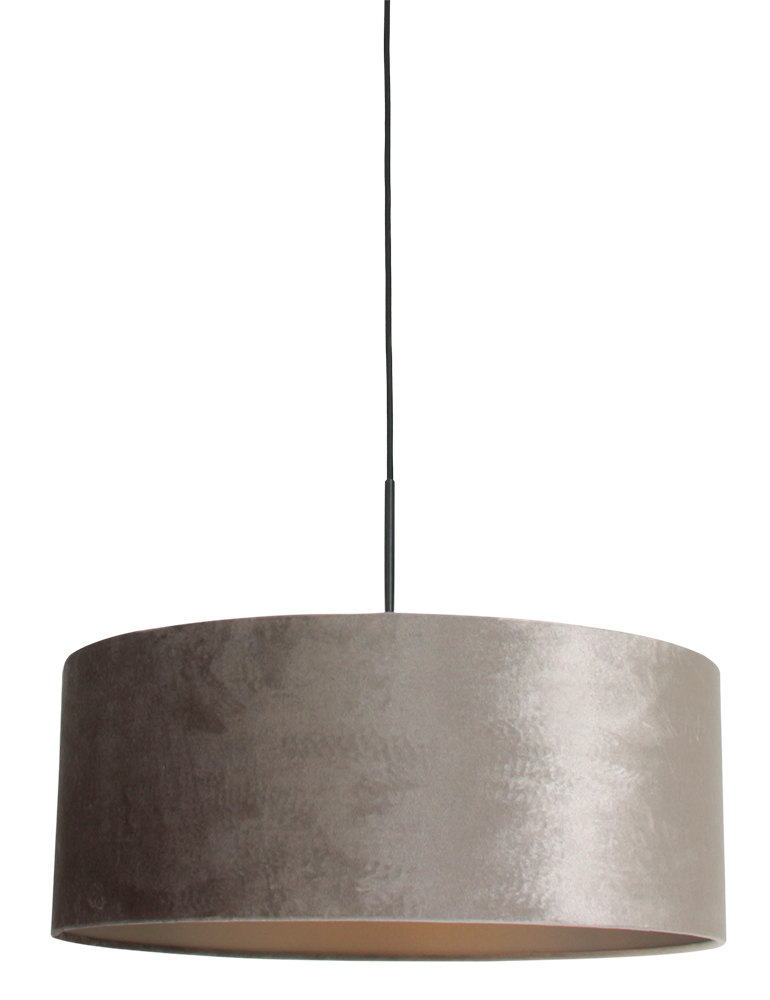Hanglamp met zilveren velvet kap zwart - 8157ZW