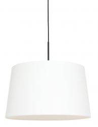 Hanglamp met linnen witte kap zwart - 8190ZW
