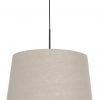 Hanglamp met linnen taupe kap zwart - 8191ZW