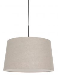 Hanglamp met linnen taupe kap zwart - 8191ZW