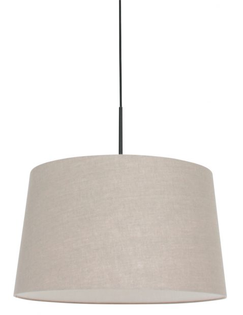 Hanglamp met linnen taupe kap zwart - 8191ZW