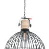 Draad hanglamp met houten klos-2998ZW