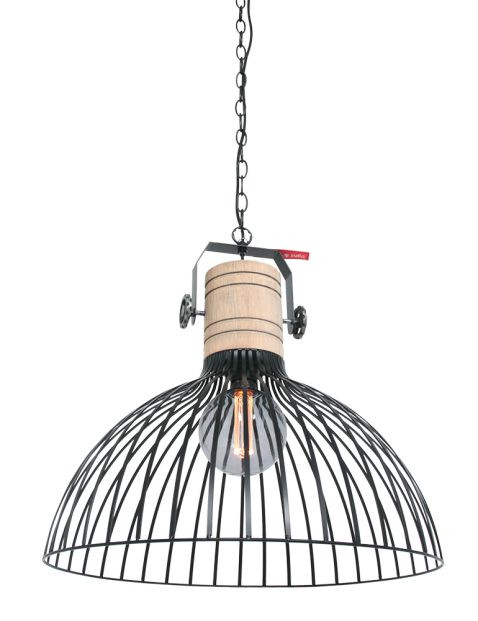 Draad hanglamp met houten klos-2998ZW