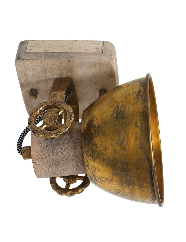 Houten plafondlamp met bronzen kap-7968BR