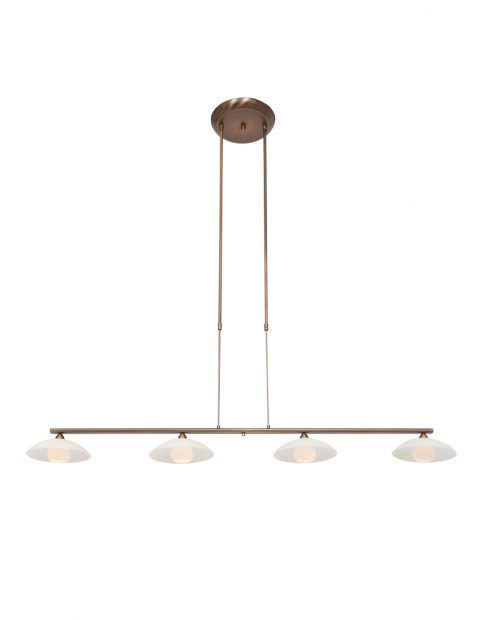 Vierlichts eettafelamp met glazen schotels-2743BR