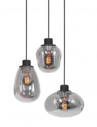 Drielichts rookglazen vide hanglamp-3079ZW