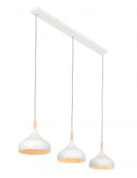 Drie lichts hanglamp witte kap