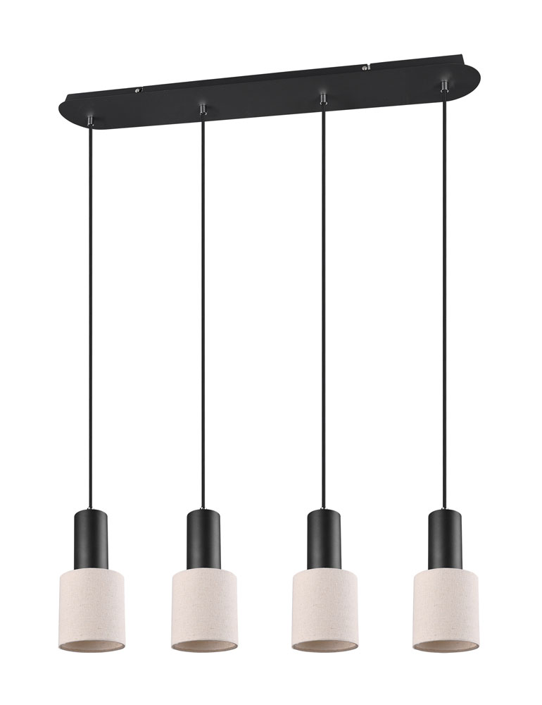 ui Kaliber Beyond Vierlichts hanglamp met witte kapjes Trio Leuchten Wailer zwart -  Directlampen.nl