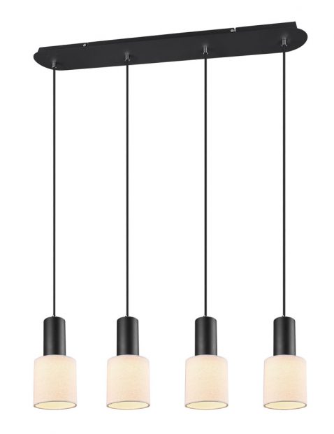 Vierlichts hanglamp met witte kapjes-3137ZW