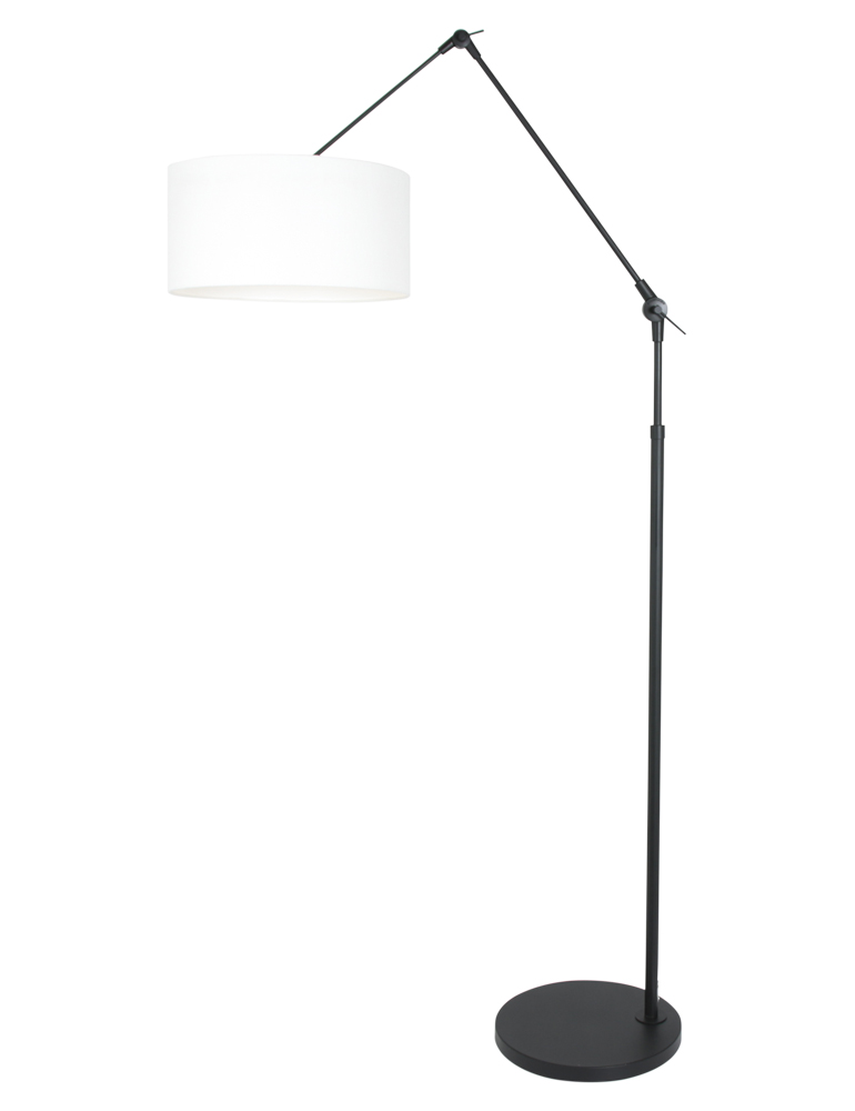 Ten einde raad Vloeibaar Wanneer Zwarte booglamp met knikarm Steinhauer Prestige Chic wit linnen kap -  Directlampen.nl