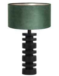 Schijven lampenvoet met groene velvet kap - 8440ZW