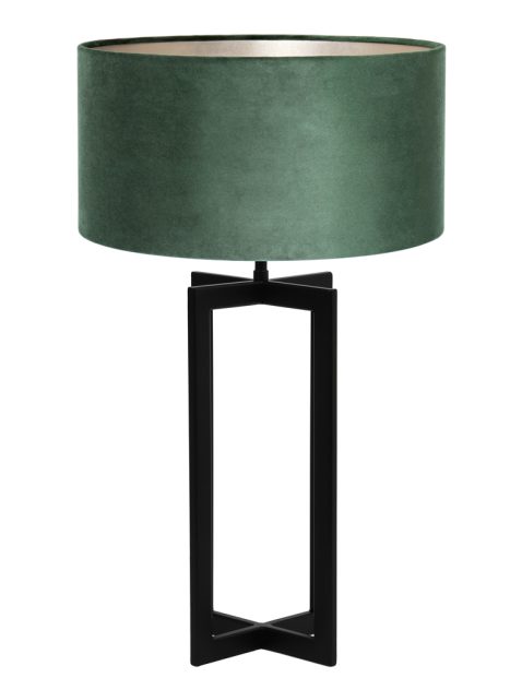 Tafellamp met trendy velvet groene kap - 8454ZW