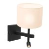 Wandlamp met leeslampje en witte kap Steinhauer Stang zwart-8202ZW