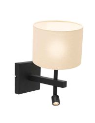 Moderne wandlamp met witte kap Steinhauer Stang zwart-8204ZW
