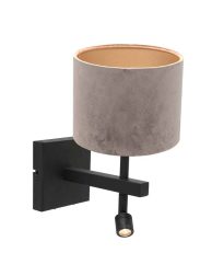 Muurlamp met grijze kap Steinhauer Stang zwart-8206ZW