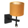 Wandlamp met okergele kap Steinhauer Stang zwart-8207ZW