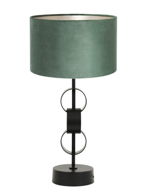 Lampenvoet cirkels met groene velvet kap-8253ZW