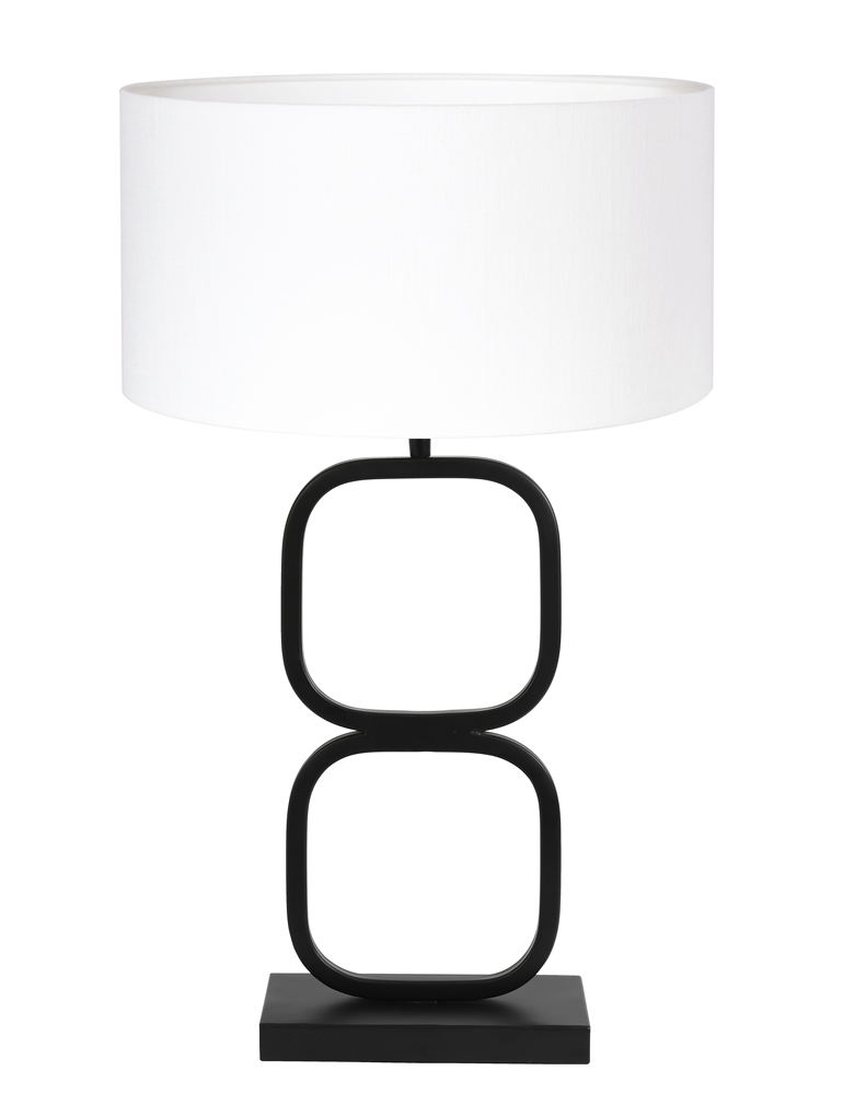 Mail Clip vlinder toezicht houden op Lampvoet dubbele cirkel Light & Living Lutika zwart met witte kap -  Directlampen.nl