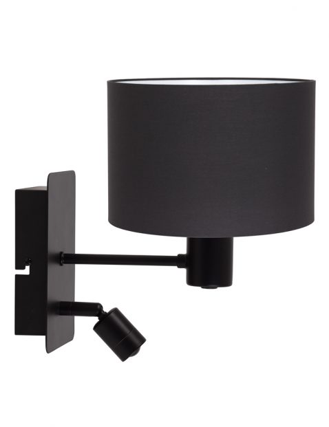 Zwarte bedlampje met kap-8288ZW