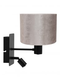 Zwarte wandlamp met zilverkleurig kapje-8289ZW