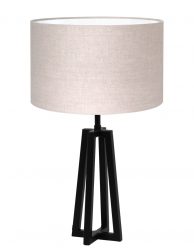 Beige schemerlamp met zwart voetje-8323ZW