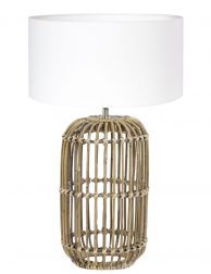 Botanische schemerlamp met witte linnen kap-7024B