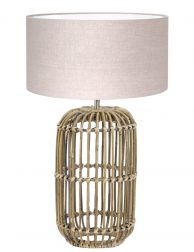 Botanische lampenvoet met beige linnen kap-7025B