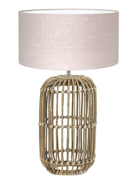 Botanische lampenvoet met beige linnen kap-7025B
