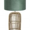 Landelijke lampenvoet met groene velvet kap-7026B