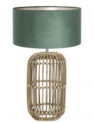 Landelijke lampenvoet met groene velvet kap-7026B
