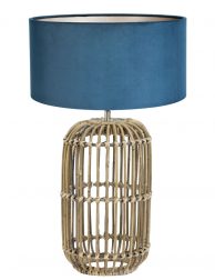 Landelijke schemerlamp met blauwe velvet kap-7028B