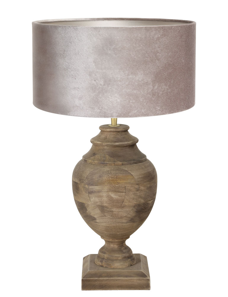 Monetair Kansen Fahrenheit Vaaslamp met zilveren kap Light & Living Milazzo hout - Directlampen.nl