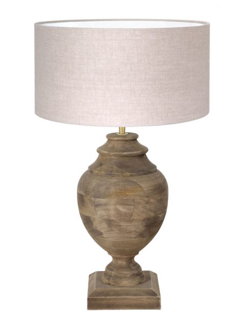 Landelijke tafellamp met hout-7073B