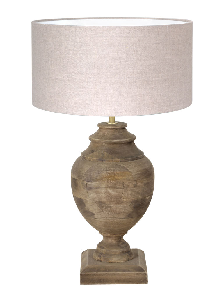 tafellamp met hout Light Living Milazzo beige - Directlampen.nl