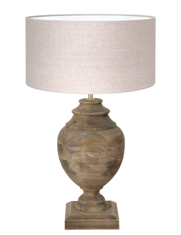 Fantasierijk kassa Atlas Landelijke tafellamp met hout Light & Living Milazzo beige - Directlampen.nl