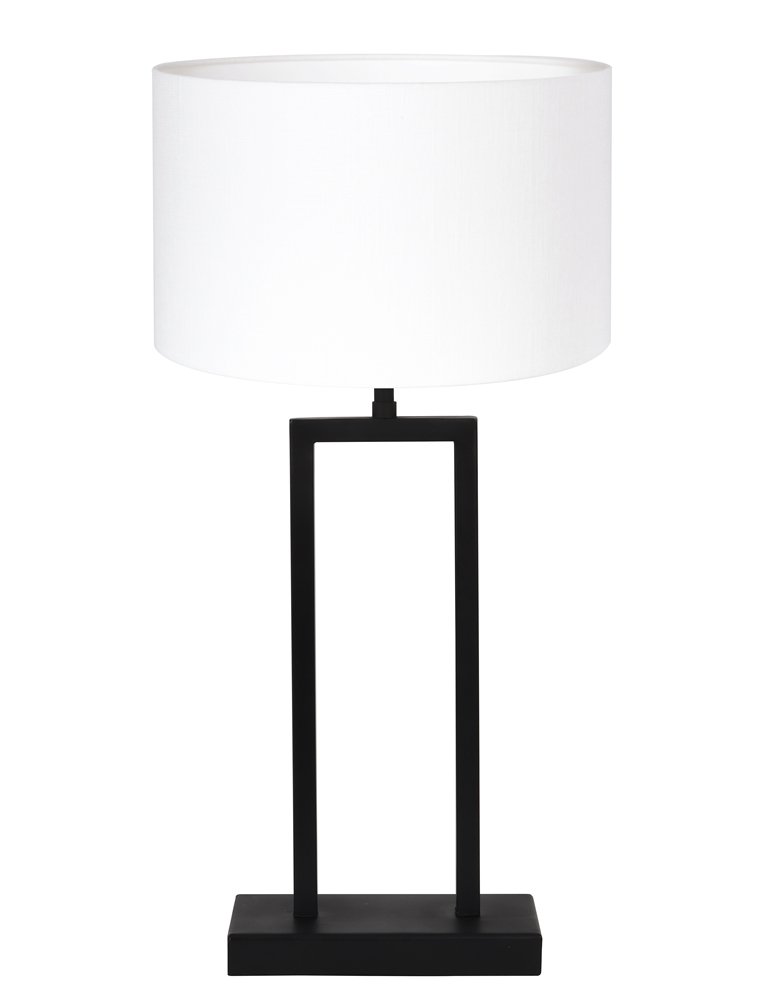 Chromatisch Wanneer Actie Moderne tafellamp met witte kap Light & Living Shiva zwart - Directlampen.nl