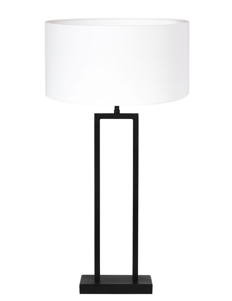 volwassene Vies efficiëntie Rechthoekige tafellamp met witte kap Light & Living Shiva zwart -  Directlampen.nl
