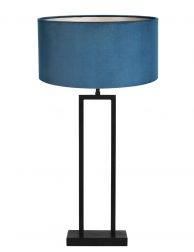 Rechthoekige tafellamp met velours blauw-7102ZW