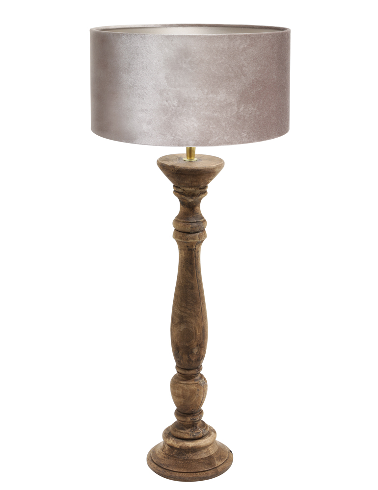 Landelijke houten schemerlamp Light & Living Bellini zilveren -