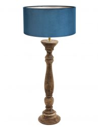 Houten tafellamp met blauwe kap-8358BE