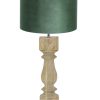 Houten tafellamp met groene lampenkap-8359BE